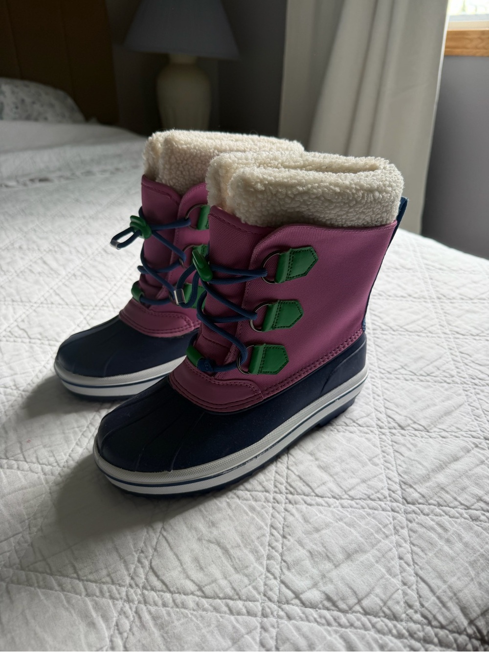 Boden Kids Navy Pink Green Winter Rain & Snow Boots